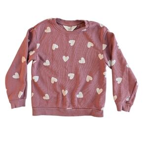 H&M Pink Heart Pattern Kids Sweatshirt Cotton Girls Size 4-6
